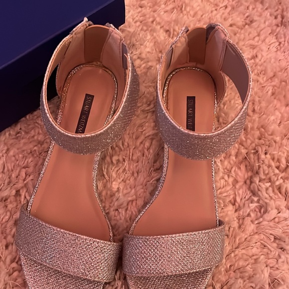 Stuart Weitzman Kids Silver Sparkle Heels - Picture 2 of 4